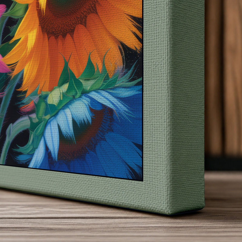 Blooming Spectrum Botanical 1 Piece Wrapped Canvas Wall Art, 36x24 - 91.4 x 61.0 cm, Sage Border
