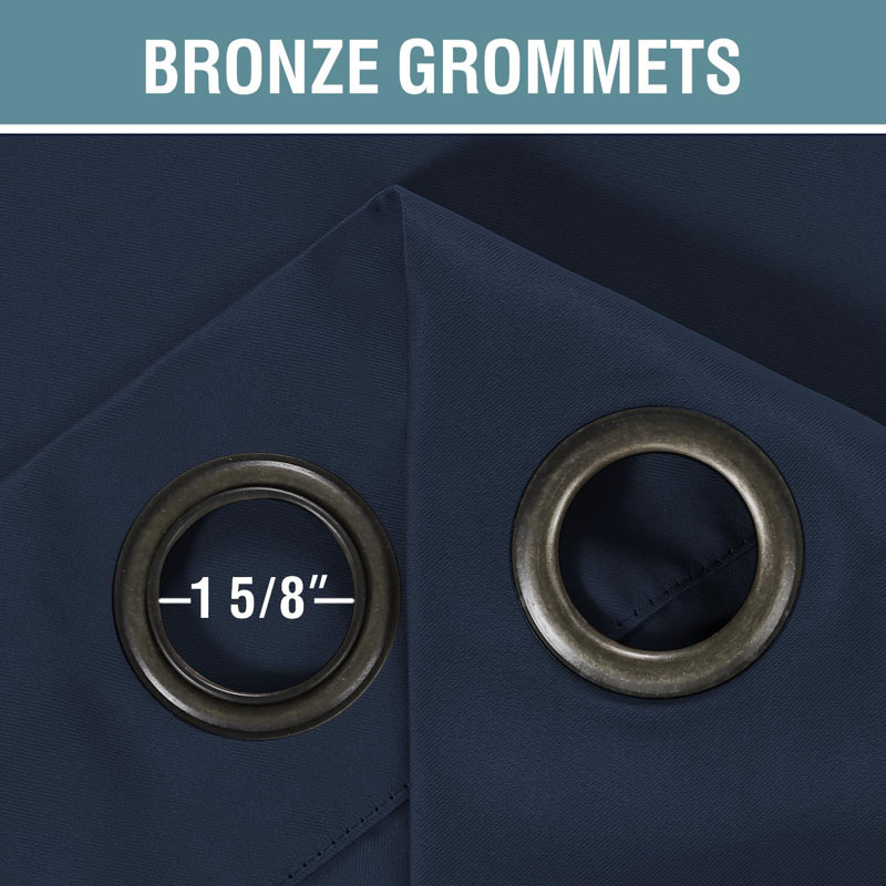 Curtains for Bedroom/Living Room 2 Panels Set - Thermal Insulated Room Darkening Grommet Top Curtains, Navy Blue