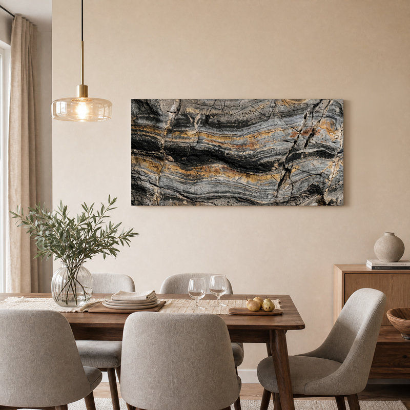 Toile grise et grise à couches superposées, L 40 po x H 20 po