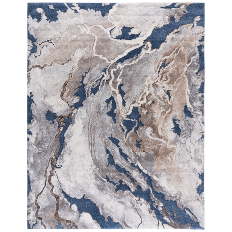 Tapis bleu / beige Amelia-Rae, Rectangle 8 pi x 10 pi