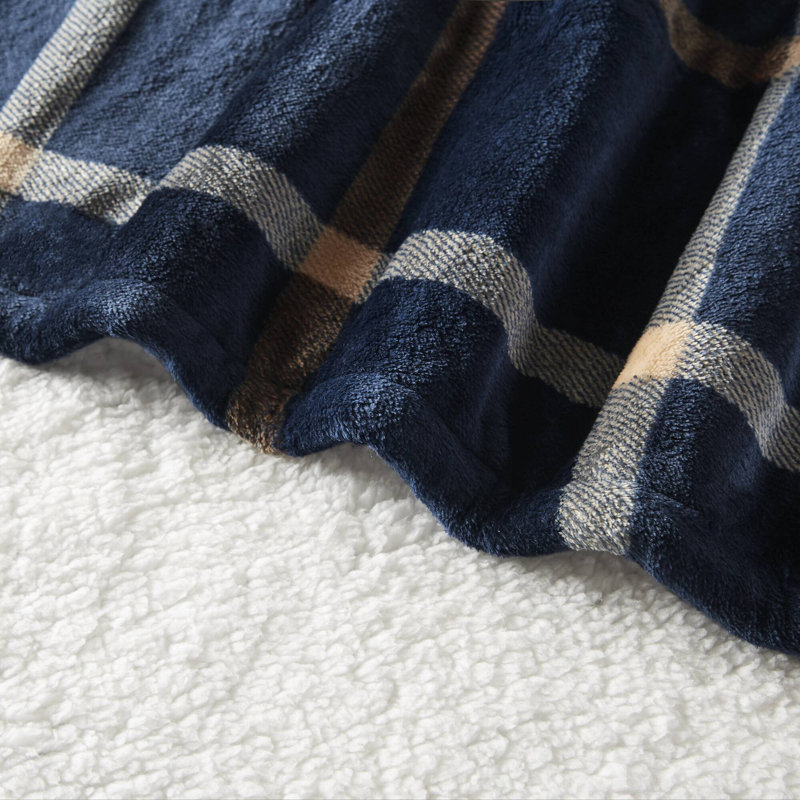 Jeté chauffant imprimé, Carreaux bleu marine