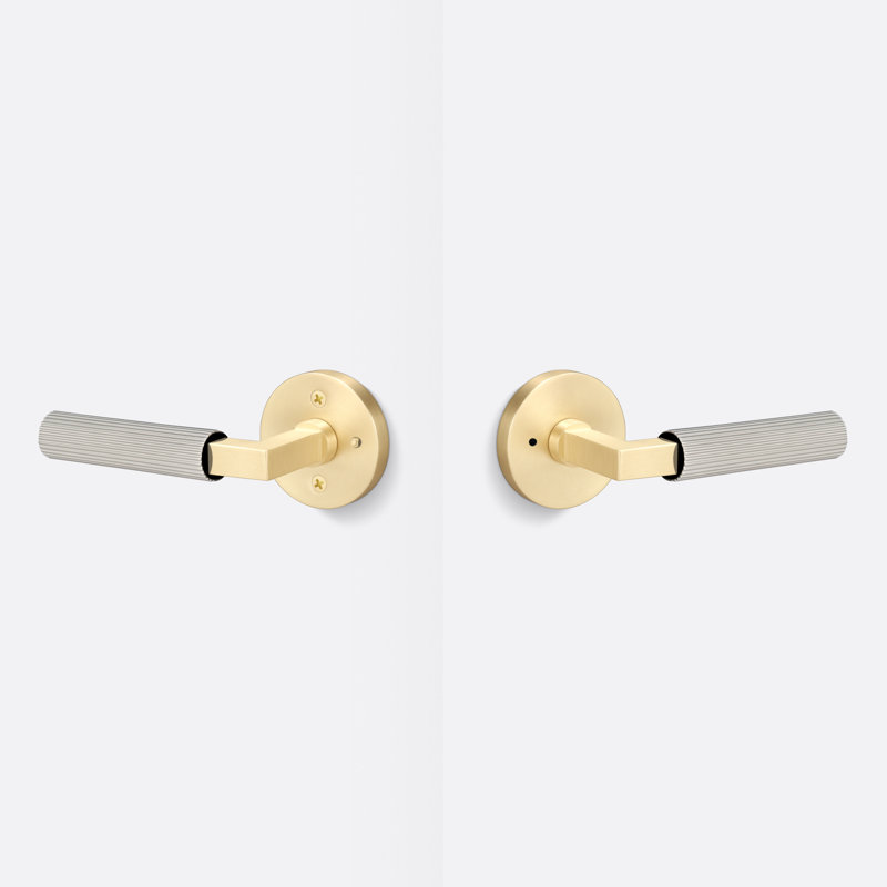 Levanto Round Privacy Rosette, Straight Knurled Grip, Satin Brass/Satin Nickel
