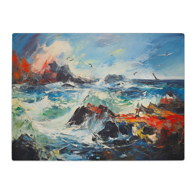 Ocean Expressionism  Glass Chopping Board