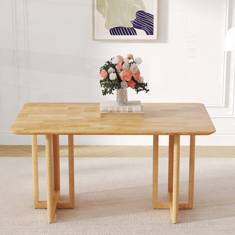 Freidin Wood Rectangular Dining Table, Brown, 30"H x 59"L x 35.4"W