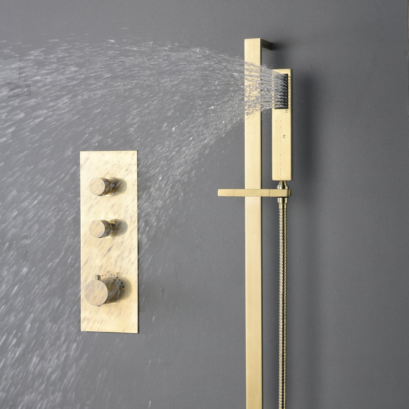 Shower System with Rough-in Valve, Gold
