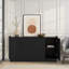 Buffet Chaunta de 60 po de largeur, console moderne à 4 portes avec console, buffet pour le rangement et l'organisation, table d'appoint moderne avec portes et tablettes, l 60 po x H 30 po x P 16 po, noir-98537453