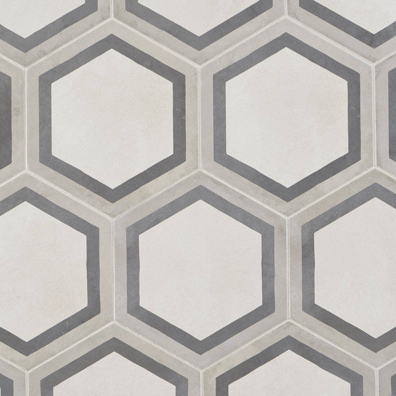 Dash Deco 8.5 in. x 9.84 in. Matte Hexagon Porcelain Floor and Wall Tile (12.66 Sq. Ft. / Case), Sabbia Charcoal