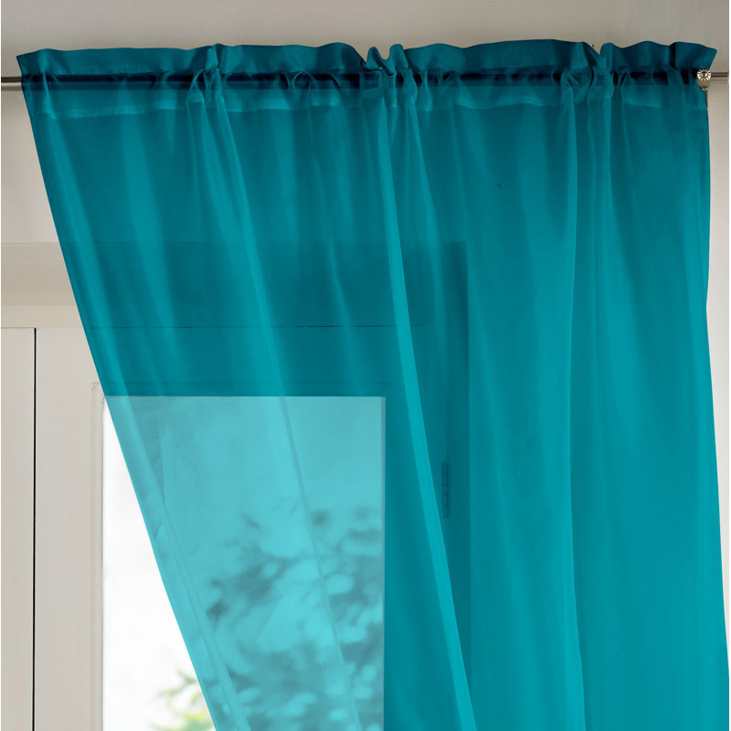 Billerica Sheer Curtain Single Panel, Teal, 145 W x 122 D cm