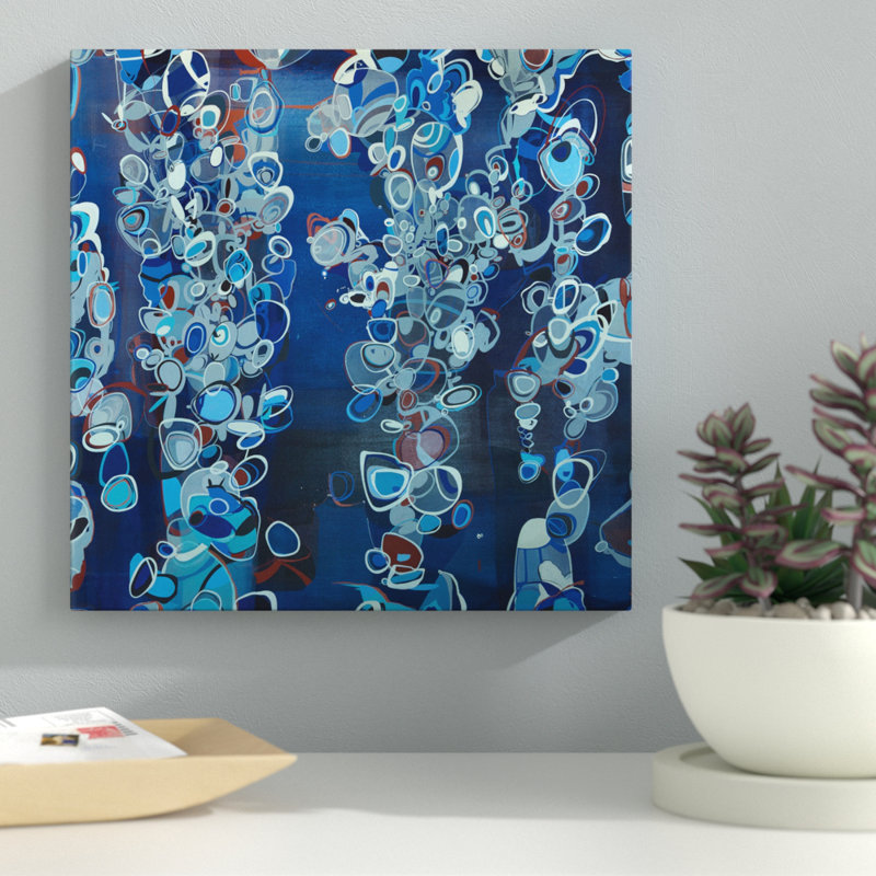 Océanique, impression sur toile, H 12 po x l 12 po x P 1,5 po, Pas de tapis, Toile tendue
