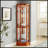 Transitional Glass Curio Cabinet, Walnut/Oak/Cherry Finish Display Case with Adjustable Glass Shelves & Magnetic Doors