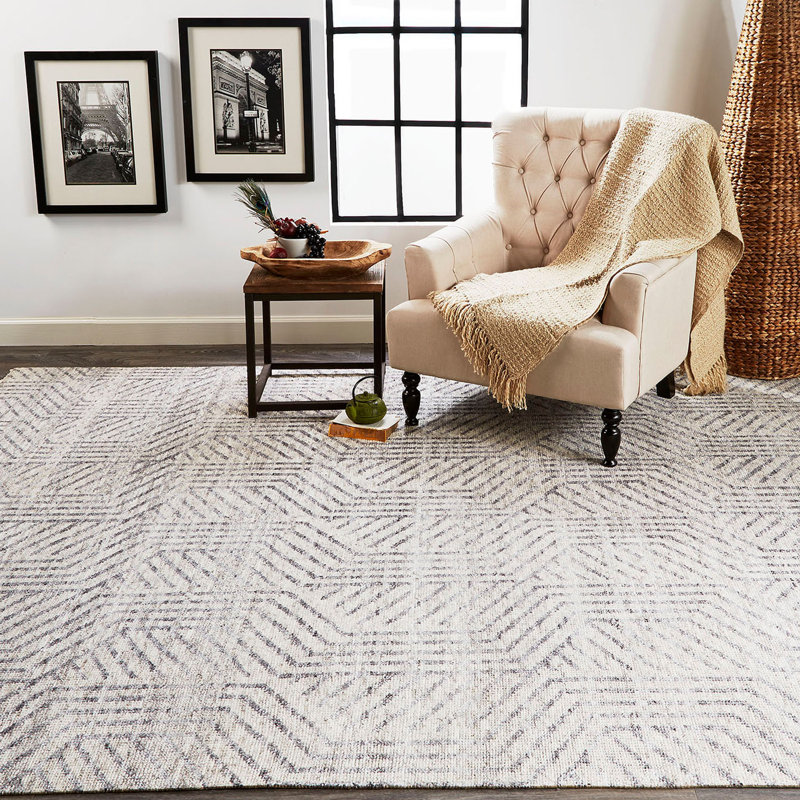 Vivien Hand Knotted Wool Geometric Area Rug, Rectangle 10' x 14'