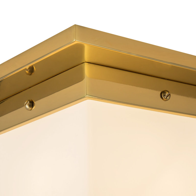 Mineral 8-in Brass Flush Mount, Brass, Opal Glass