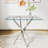 Glass Top Metal Base Dining Table-733146909