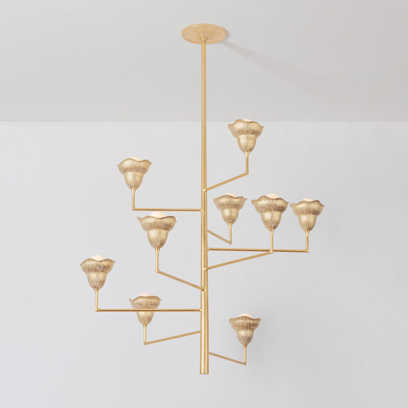 Alora 9 Light Chandelier, Vintage Gold Leaf/Gilded Ivory