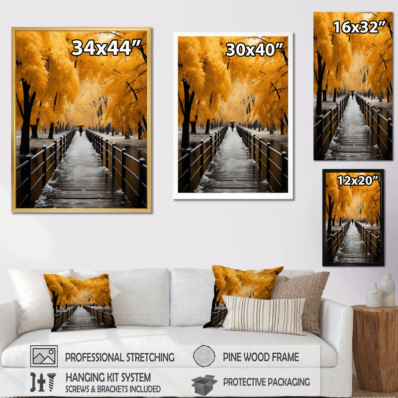 «Yellow and Gray Frozen Solitude», reproduction sur toile encadrée, H 44 po x l 34 po x P 1,5 po, Cadre flottant doré