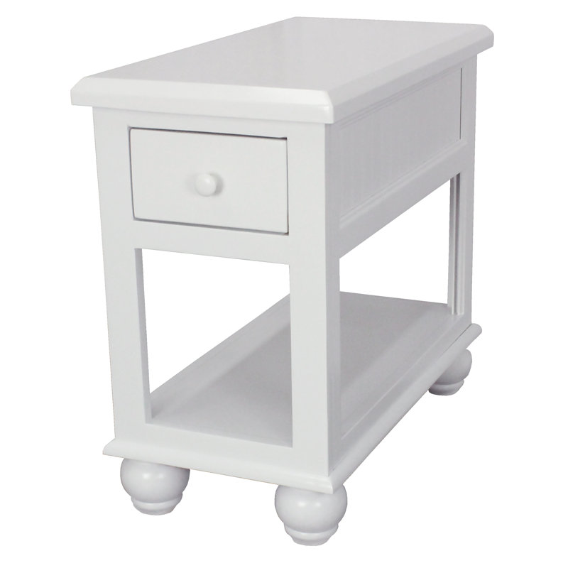 Table de bout avec rangement en bois massif Biddlestone, Rouge européen, H 25 po x l 14,5 po x P 27,5 po