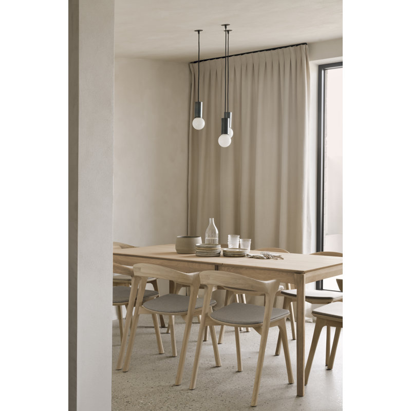 Bok Upholstered Dining Chair, Varnished Oak, Warm Grey Polyester Blend/Acrylic