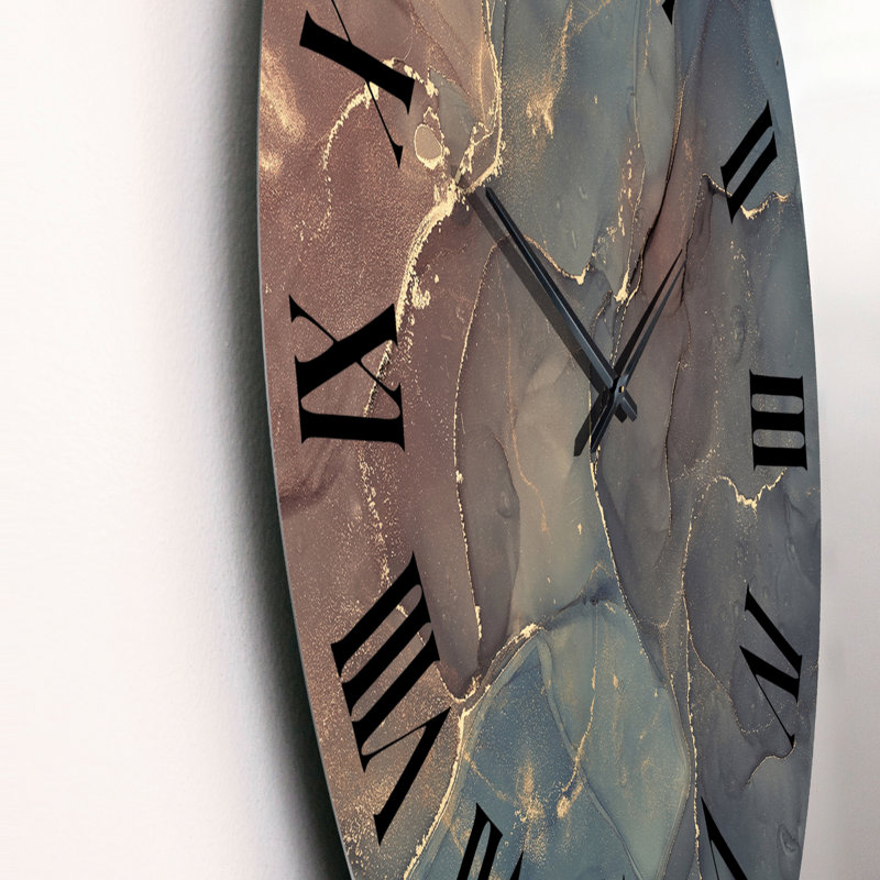 Horloge murale moderne grise et brune abstraite, Grand