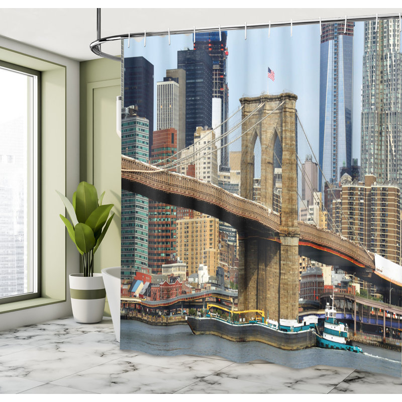 Shower Curtain with Hooks Included, 70"H x 69"W