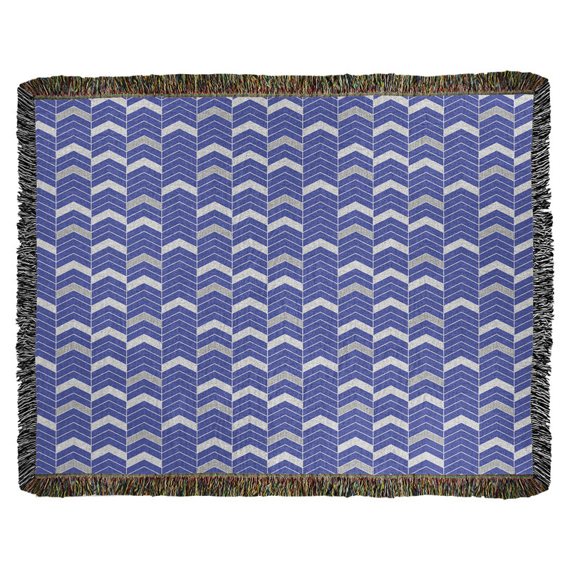 Couverture en coton tissé Rhonda, l 37 po x L 52 po, Bleu / gris