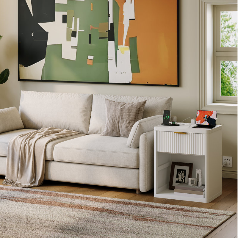 19.6cm W Bedside Table, White