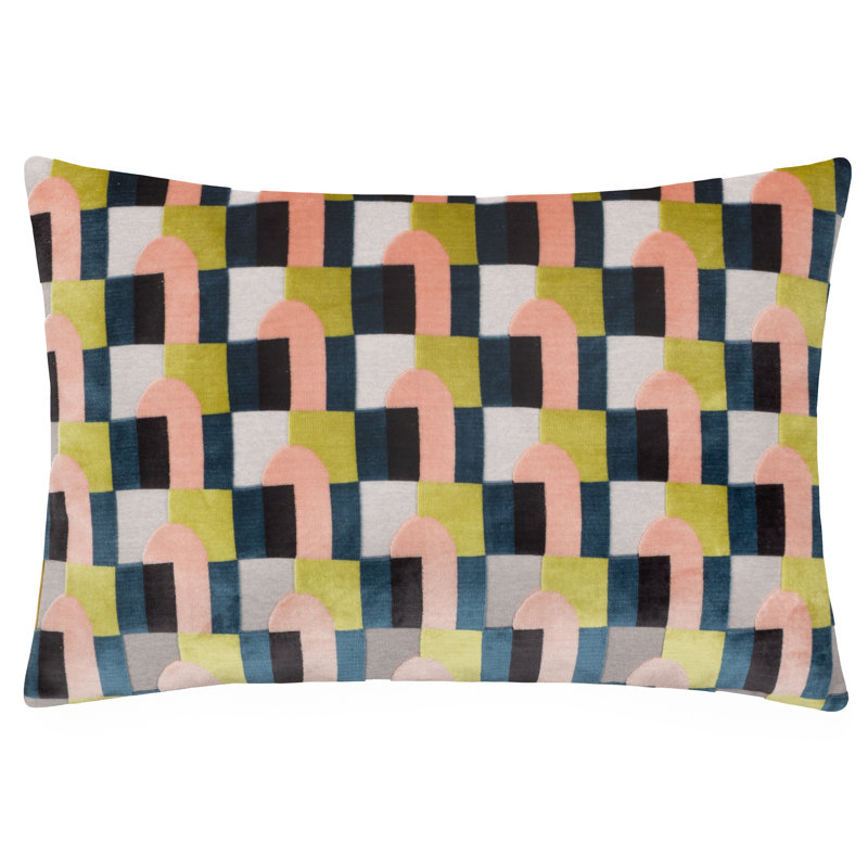 Keela Geometric Rectangular Lumbar Cushion Cover, Pink/Green
