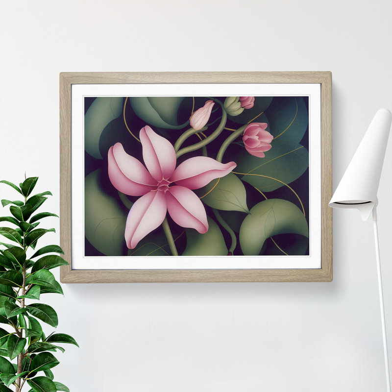 Expressive Flowers - Single Picture Frame Print, Oak, 46cm H x 64cm W x 2cm D