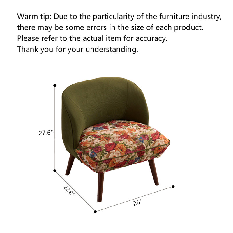 Vintage Style Leisure Chair with Solid Wood Frame, Corduroy & Jacquard Fabric Upholstery for Living Room & Balcony.