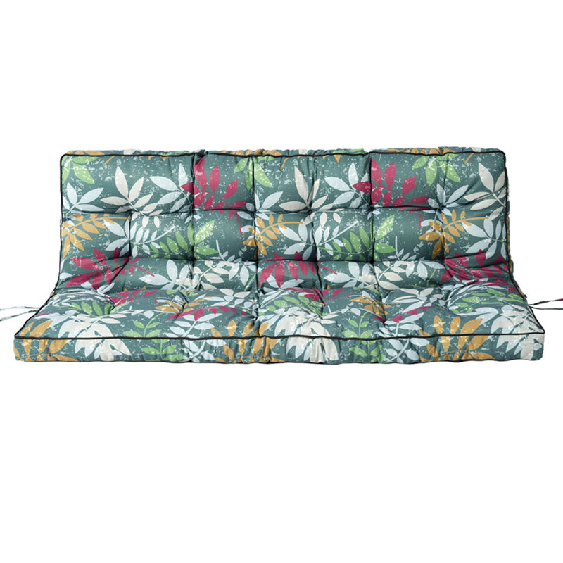 Porch Swing Cushions With Backrest, Thicken Waterproof Outdoor Bench Cushion, Only Cushion, Green Flower, 55" W x 20" D