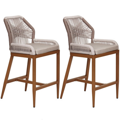 Outdoor Bar Stools Set Of 2, Counter Height Chairs With Back by Bayou Breeze