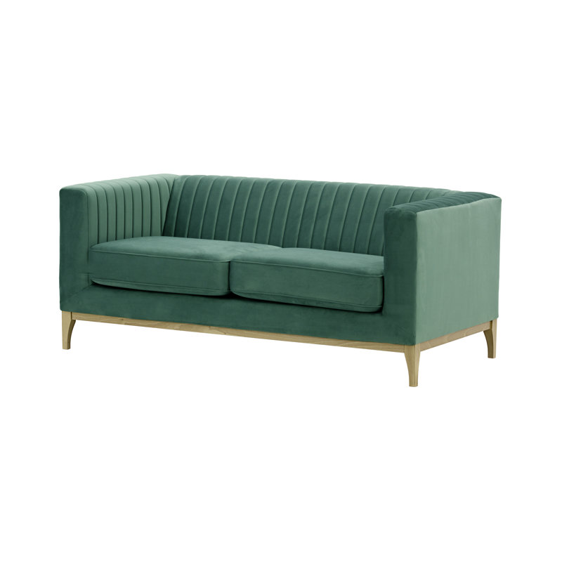 Buie Velvet Sofa, Mustard Yellow, Wax Black