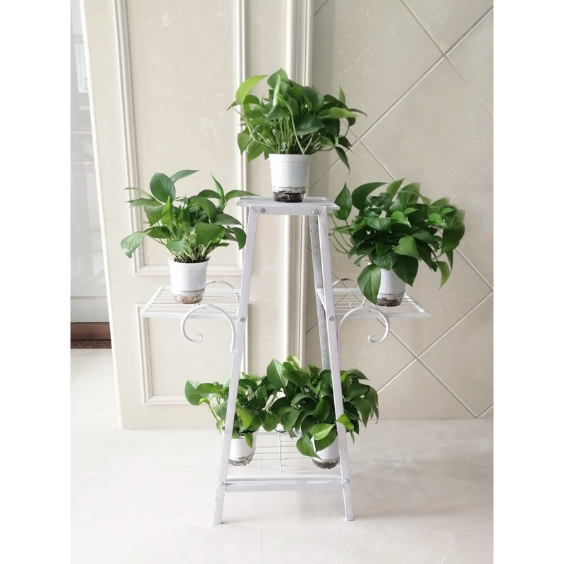 White Iron 3-Tier Indoor/Outdoor Plant Stand