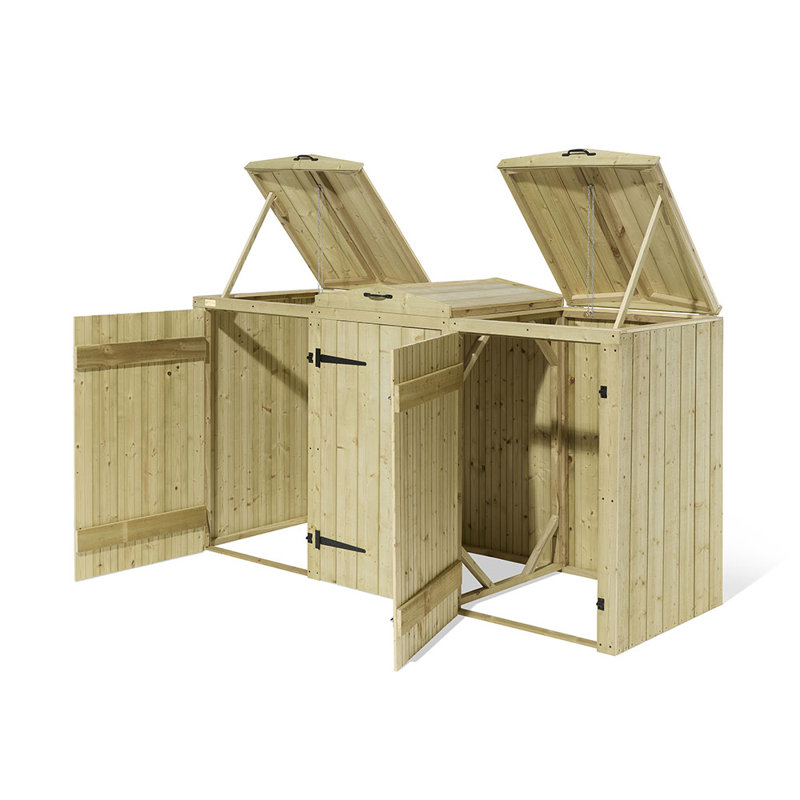 Wooden Triple Bin Store