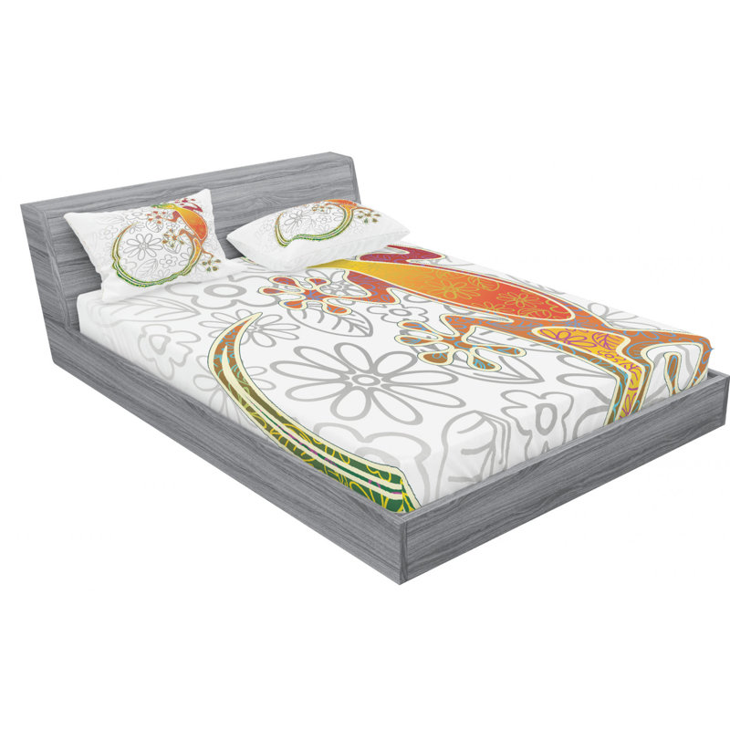 Microfiber Floral Sheet Set, Full Sheet Set with Fitted Sheet