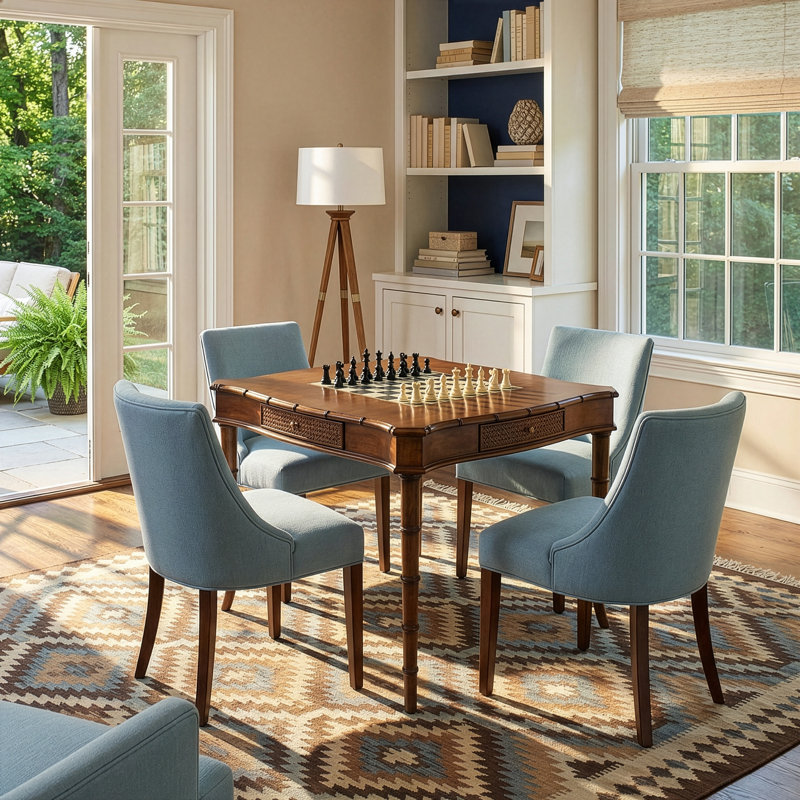 Osman 36 in. W Square Wood Chess-Checker Game Table