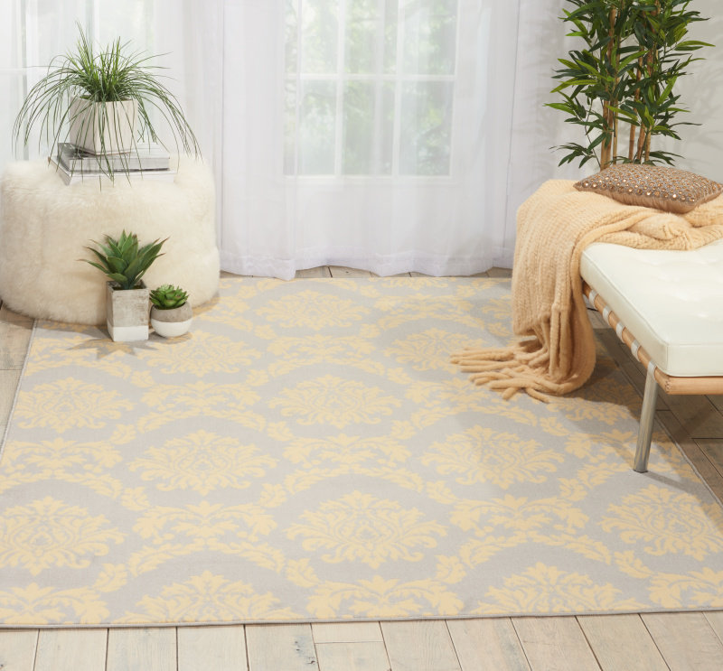Tapis damassé gris Florissant, Rectangle 7 pi 10 po x 9 pi 10 po