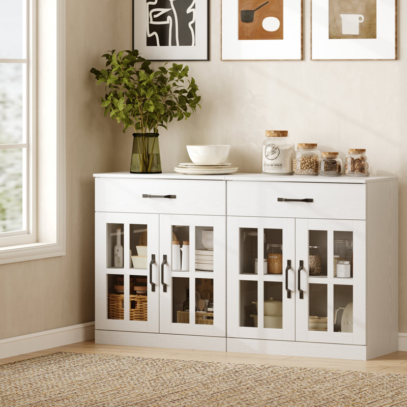 Marta 23.6W*31.5H Accent Cabinet With Glass Doors , White