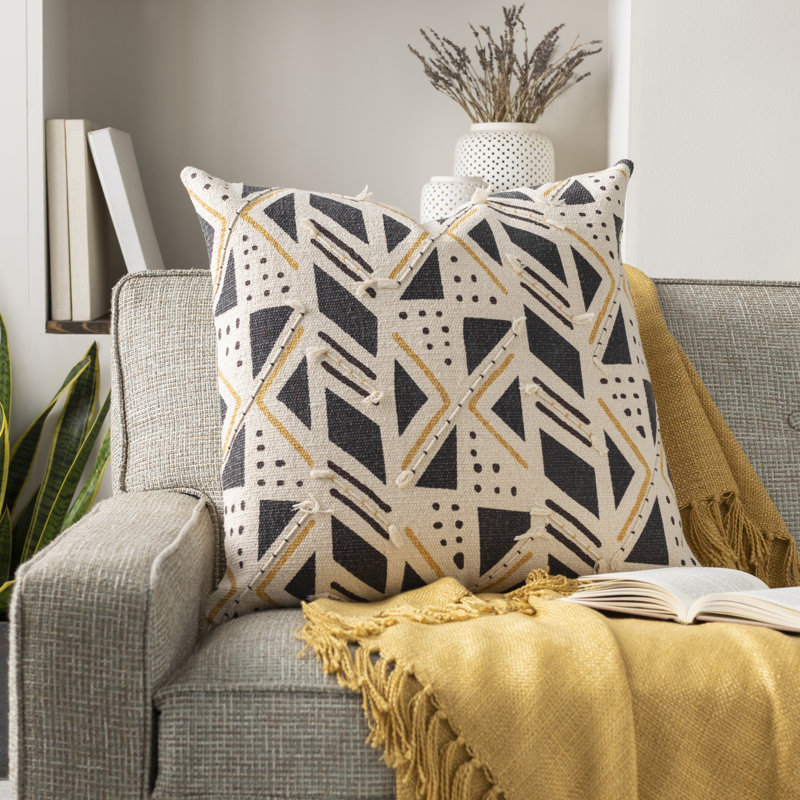  Housse de coussin carré en coton, Pas de bourre