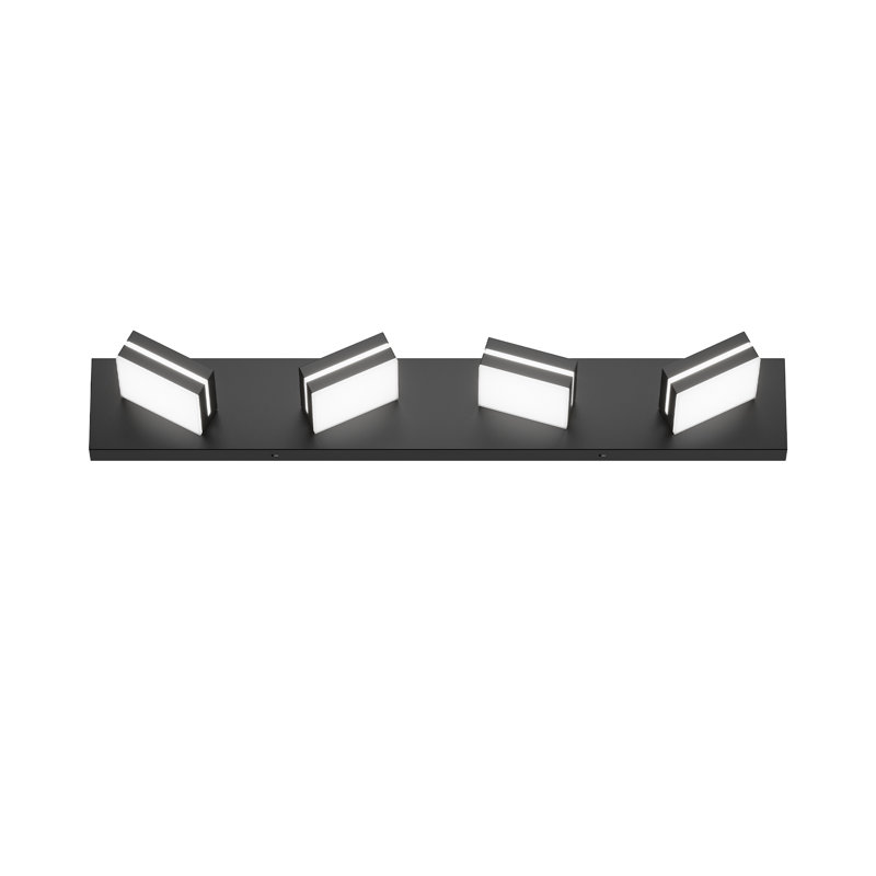 4 Light LED Bathroom Vanity Light Wall Mounted with Rotatable Heads Modern Metal Fixture – Black, Matte Black, 4 Lights