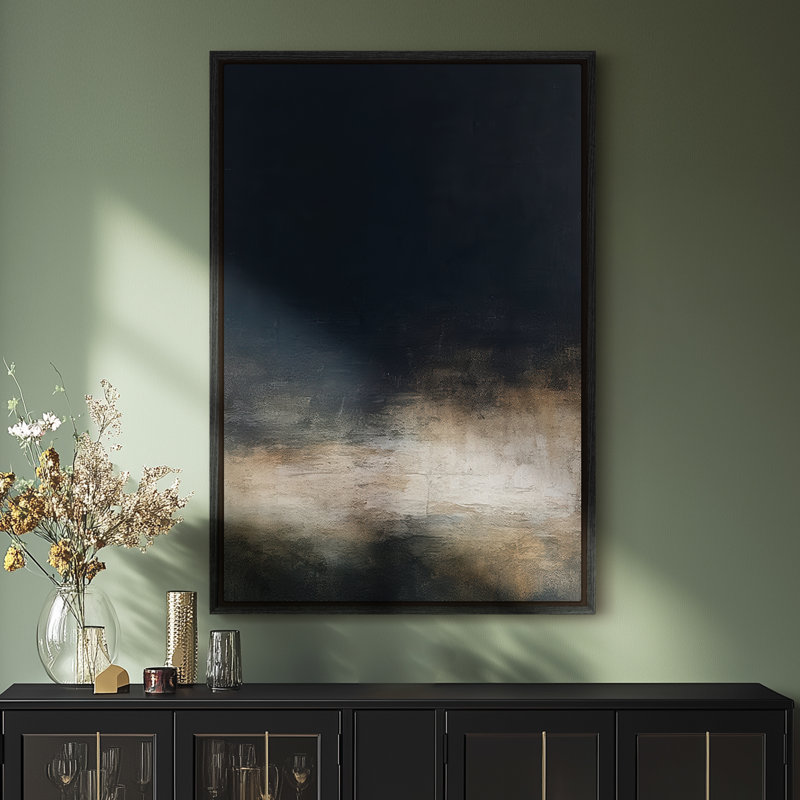 Art mural encadré, impressions murales abstraites rétro pour chambre à coucher - 24 po x 36 po, H 36 po x l 24 po, Noir