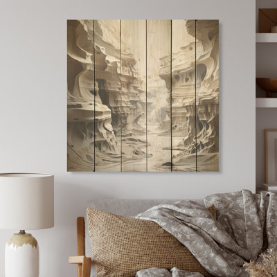 Désert du minimalisme, jet d'eau I - Canyon, art mural sur bois de pin naturel