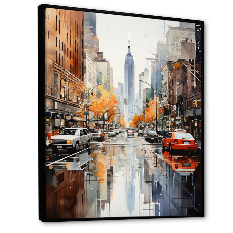 Collage sur toile Mauree New York, H 32 po x l 24 po x P 1 po, Cadre flottant noir
