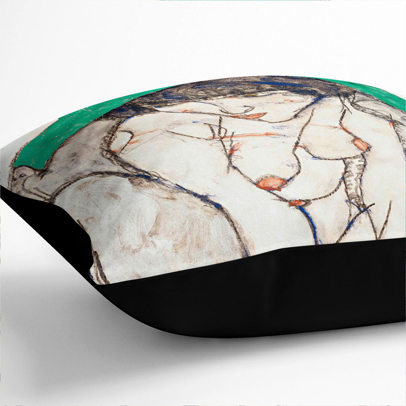 Portrait Of A Woman Vol.6 By Egon Schiele Square Throw Cushion, Black, 55cm H x 55cm W x 20cm D