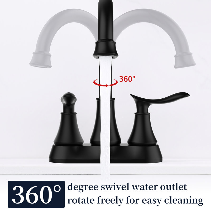 4-Inch 2 Matte Black Bathroom Faucet With Pop-Up Drain & Hoses - Corrosion , Rust-, For Vanity Sink ,, Matte Black