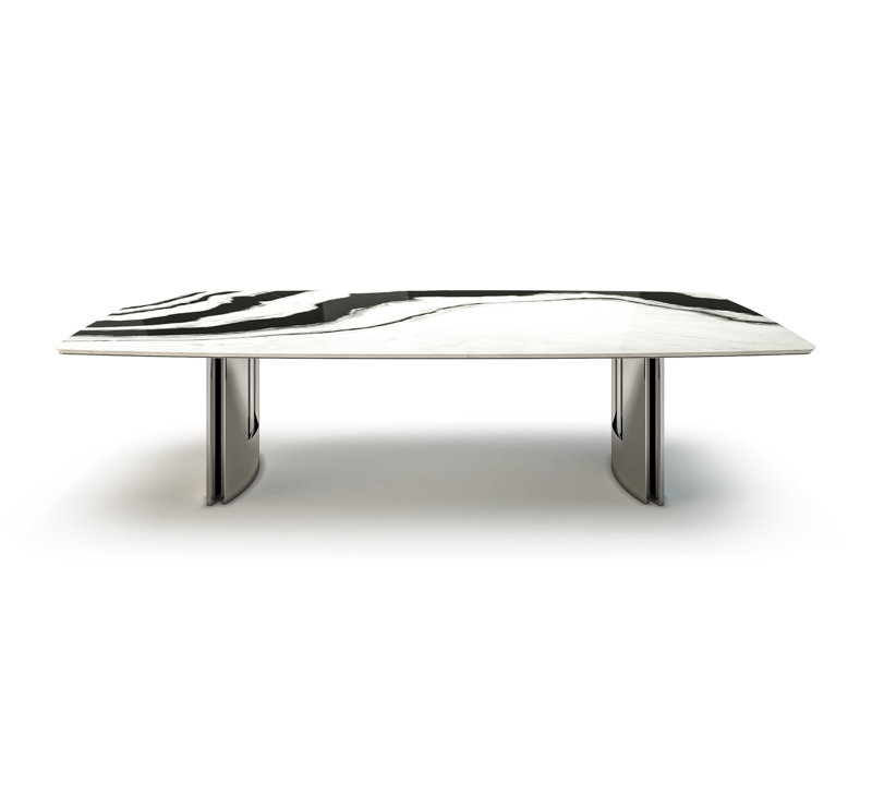 Meliades White Marble Dining Table, 29.5" H x 42" W x 72" D