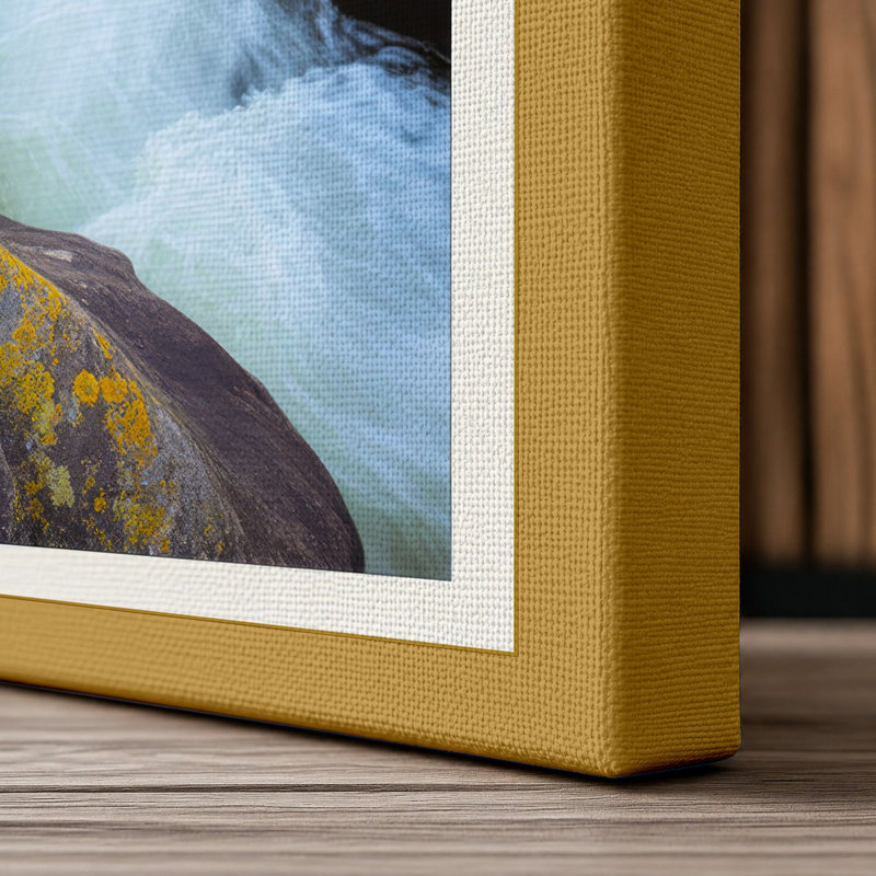 Mountain Stream Rustic - Wrapped Canvas, 18x12 - 45.7 x 30.5 cm, Ochre Border