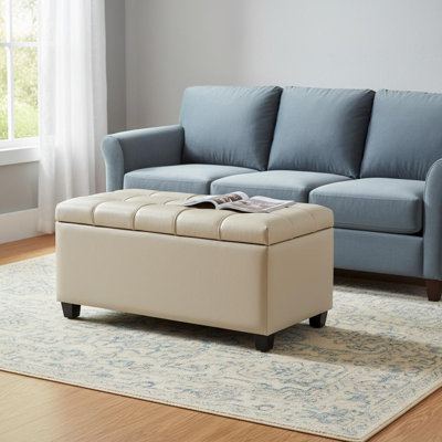 Banc de rangement rembourré en similicuir et bois massif 33 pouces Gracie Mills