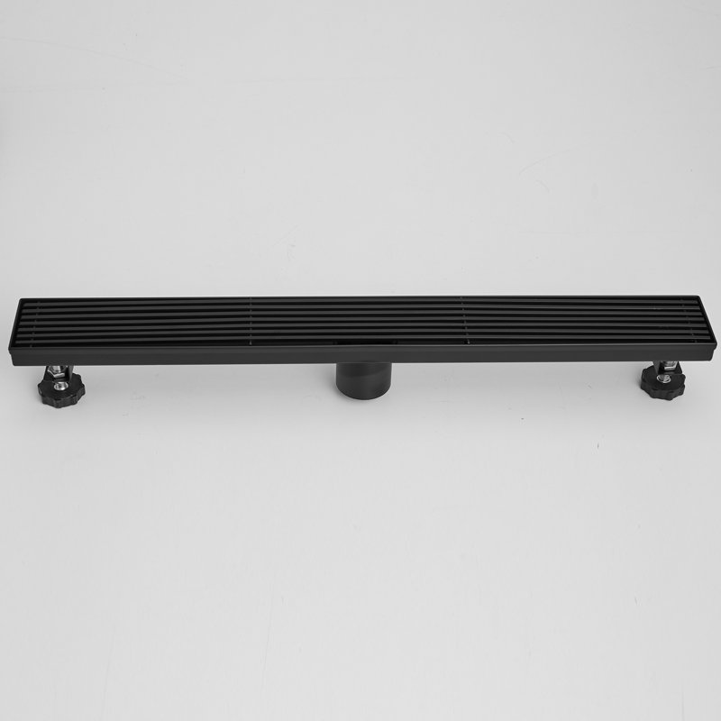 32'' Matte Black Stainless Steel Linear Shower Drain with Slot Pattern Cover