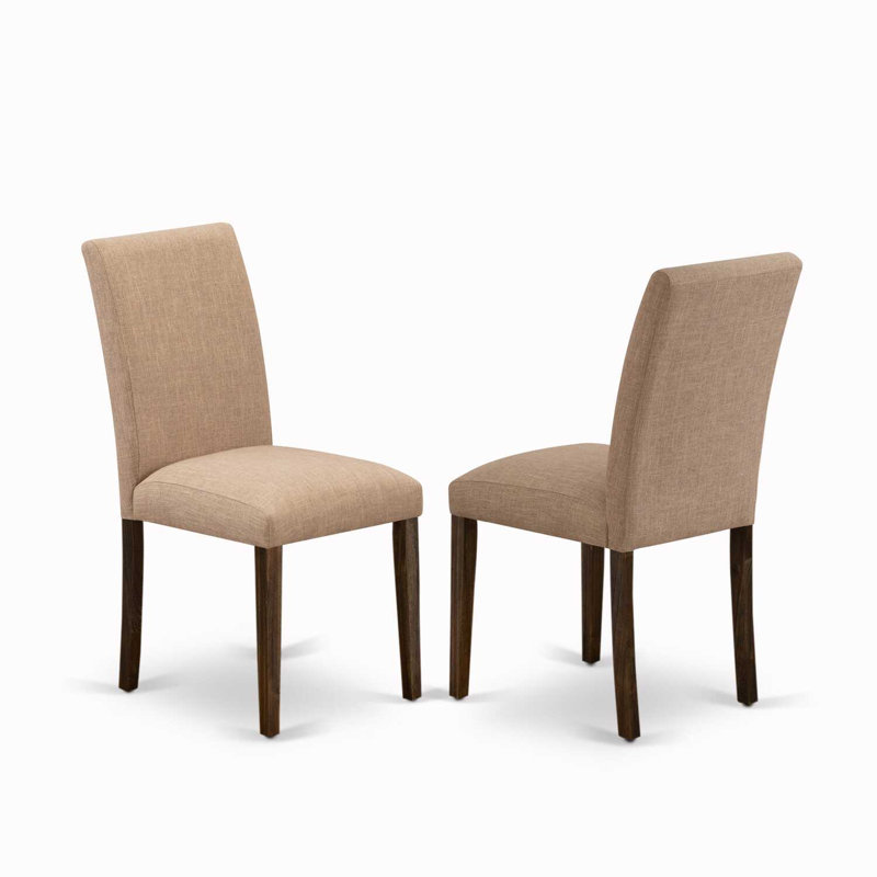  Chaises de cuisine Jacobean, Parson - Ensemble de 2 chaises de salle à manger rembourrées en tissu de sable clair