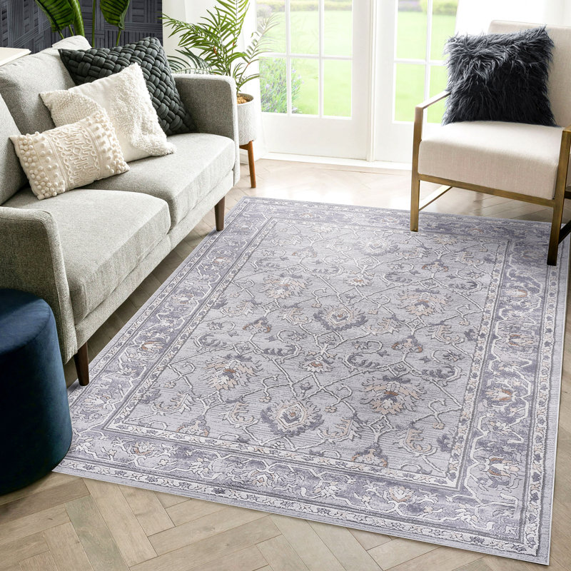 Collection Ivory/Grey/Oriental Non-Shedding Living Room Bedroom Dining Home Office Stylish And Stain Resistant Area Rug